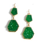 Emerald Geometric Druzy Stone Earrings